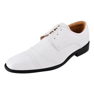 LIBERTYZENO White Leather Oxford Style Dress Shoes